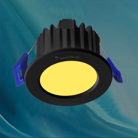 Waterproof recessed light, Mahneshan model, 12 watts, IP65, LED, IP65, black aluminum body, direct current, with switching module, Kelvin 3000, with 3 years warranty