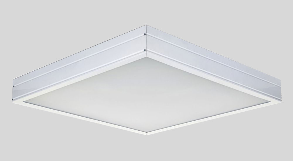 Surface-mounted lights and panels with talc