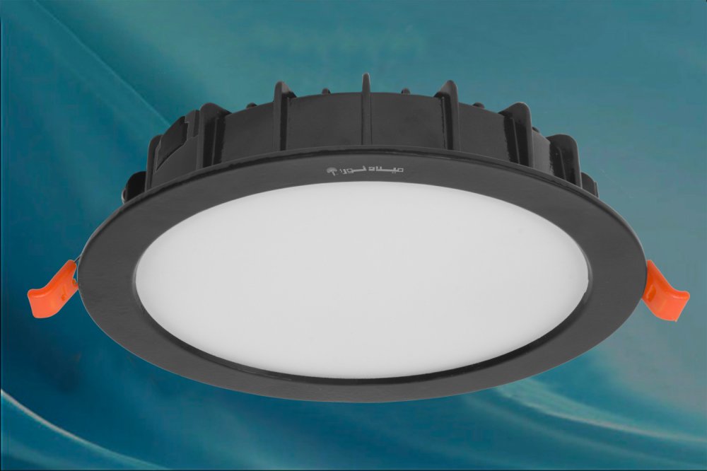 چراغ واترپروف IP65 توکار مدل ماه نشان 24 وات ال ای دی LED آی پی 65 بدنه آلومینیومی مشکی برق مستقیم با ماژول سوئیچینگ  . . کلوین 6500