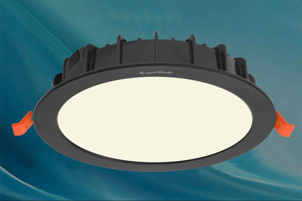 چراغ واترپروف IP65 توکار مدل ماه نشان 24 وات ال ای دی LED آی پی 65 بدنه آلومینیومی مشکی برق مستقیم ماژول سوئیچینگ کلوین 5000