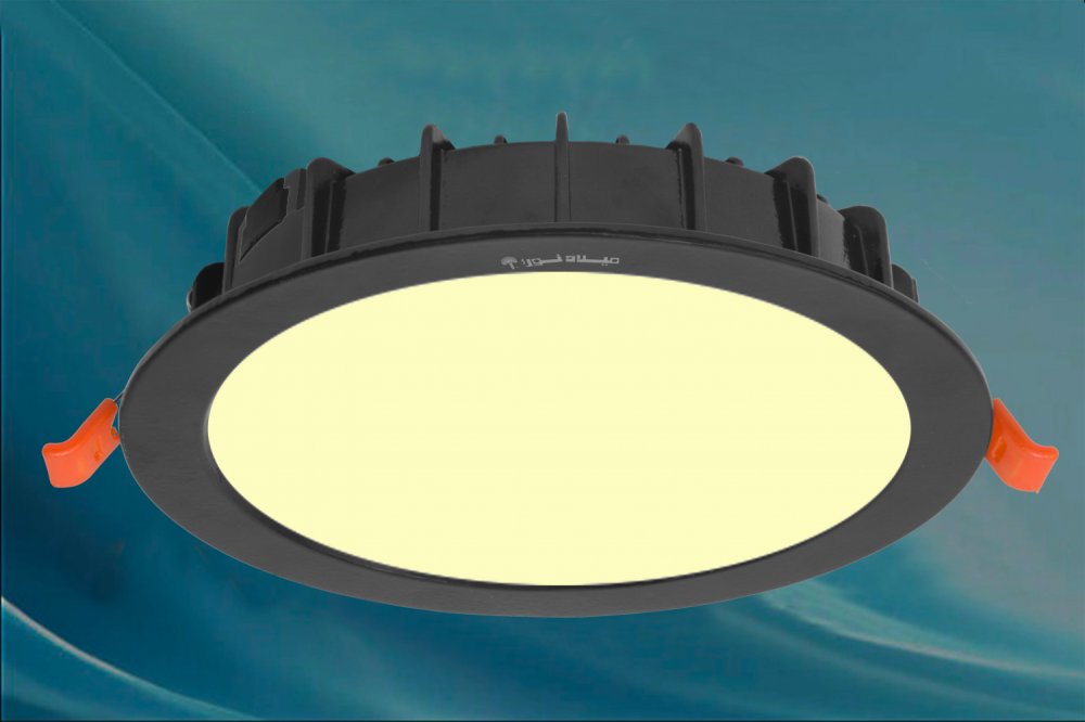 چراغ واترپروف IP65 توکار مدل ماه نشان 24 وات ال ای دی LED آی پی 65 بدنه آلومینیومی مشکی برق مستقیم با ماژول سوئیچینگ  . . کلوین 4000