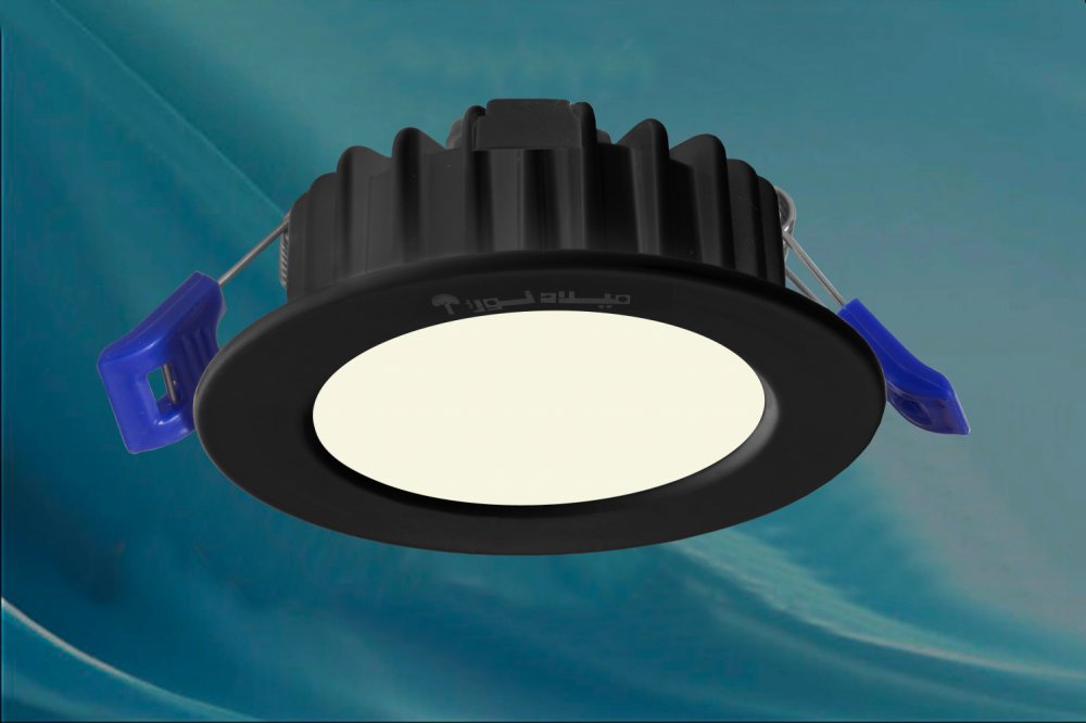 چراغ واترپروف IP65 توکار مدل ماه نشان 12 وات ال ای دی LED آی پی 65 بدنه آلومینیومی مشکی برق مستقیم ماژول سوئیچینگ کلوین 5000