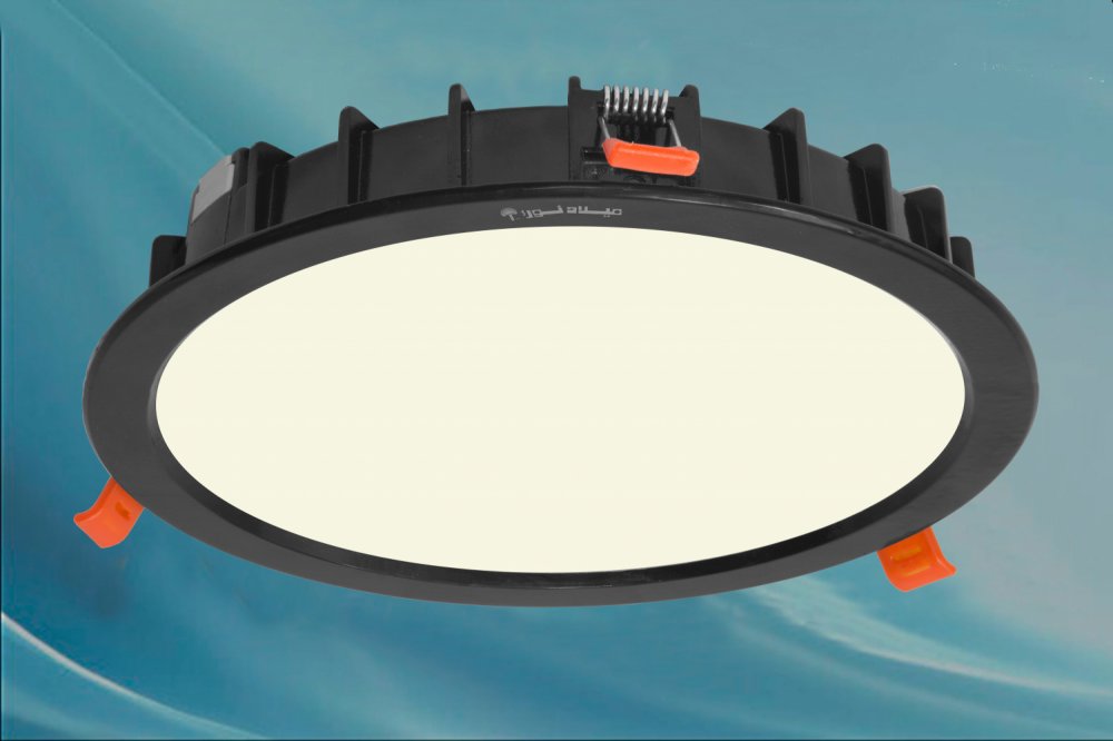 چراغ واترپروف IP65 توکار مدل ماه نشان 35 وات ال ای دی LED آی پی 65 بدنه آلومینیومی مشکی برق مستقیم ماژول سوئیچینگ کلوین 5000