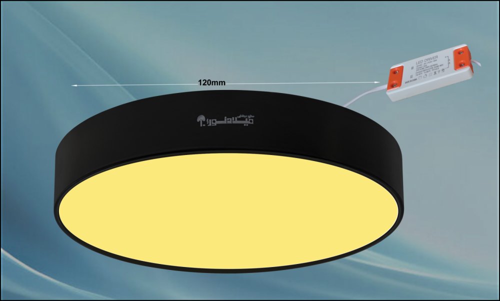 چراغ روکار مدل جهانگیر 16 وات ال ای دی LED گرد بدنه مشکی آلومینیومی قطر 120 میلی متر کلوین 3000 با درایور ایزوله