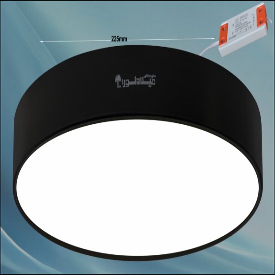 چراغ روکار مدل جهانگیر 32 وات ال ای دی LED گرد بدنه مشکی آلومینیومی قطر 225 میلی متر کلوین 6500 با درایور ایزوله