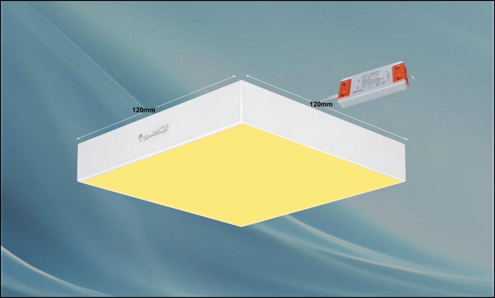 چراغ روکار مدل جهانگیر 16 وات ال ای دی LED مربع بدنه سفید آلومینیومی ابعاد 120*120 میلی متر کلوین 3000با درایور ایزوله