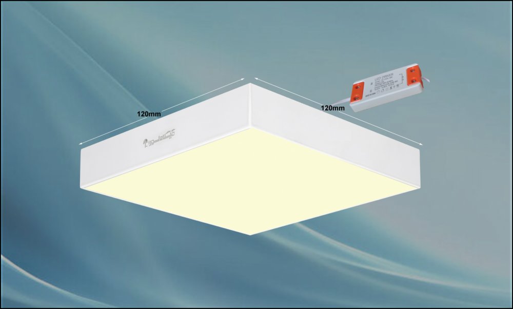 چراغ روکار مدل جهانگیر 16 وات ال ای دی LED مربع سفید بدنه آلومینیومی ابعاد 120*120 میلی متر کلوین 4000 با درایور ایزوله