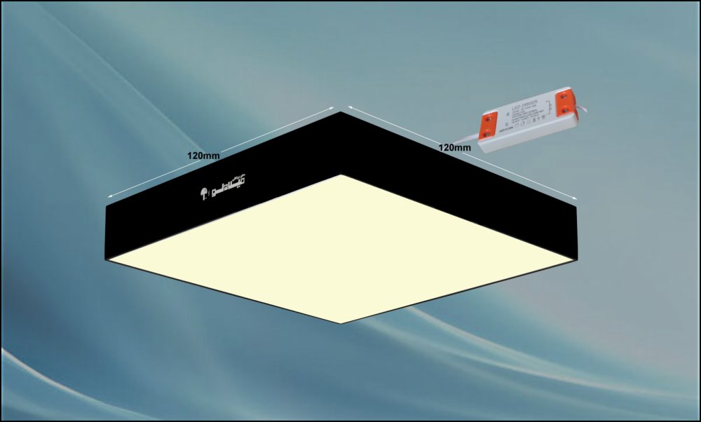 چراغ روکار مدل جهانگیر 16 وات ال ای دی LED مربع بدنه مشکی آلومینیومی ابعاد 120*120 میلی متر کلوین 4000 با درایور ایزوله