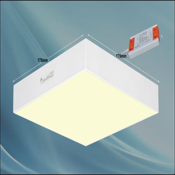 چراغ روکار مدل جهانگیر 24 وات ال ای دی LED مربع بدنه سفید آلومینیومی ابعاد 175*175 میلی متر کلوین 4000 با درایور ایزوله