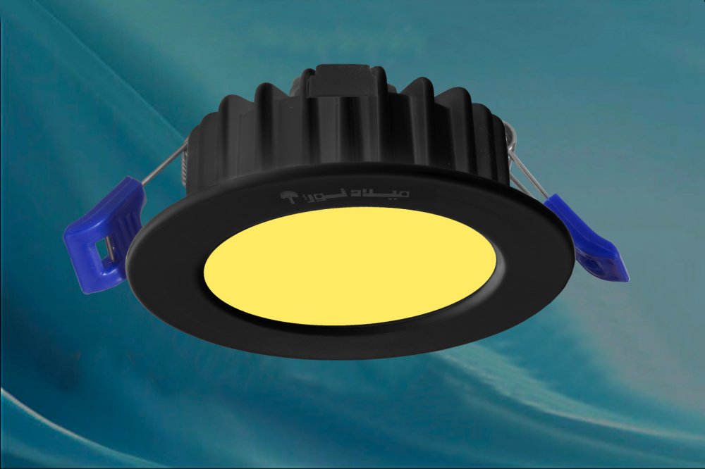 چراغ توکار مدل ماه نشان 12 وات ال ای دی LED بدنه آلومینیومی مشکی برق مستقیم با ماژول سوئیچینگ آی پی 52 - IP52  . . کلوین 3000