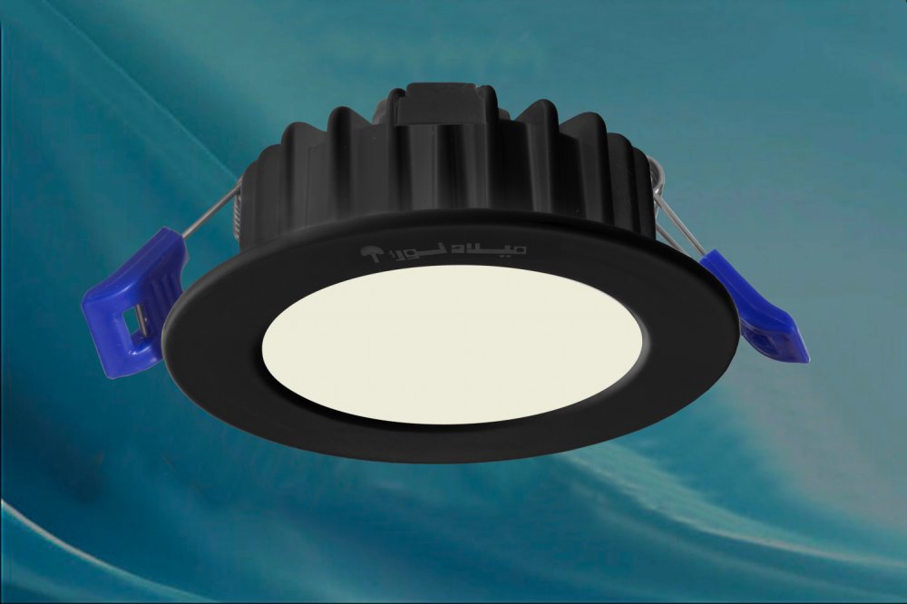 چراغ توکار مدل ماه نشان12وات ال ای دی LED بدنه آلومینیومی مشکی برق مستقیم با ماژول سوئیچینگ آی پی 52 - IP52  کلوین 5000