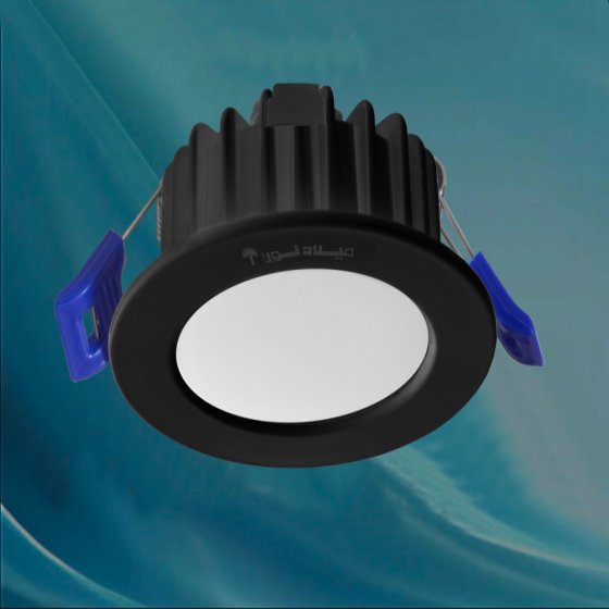 چراغ توکار مدل ماه نشان 12 وات ال ای دی LED بدنه آلومینیومی مشکی برق مستقیم با ماژول سوئیچینگ آی پی 52 - IP52  . . کلوین 6500