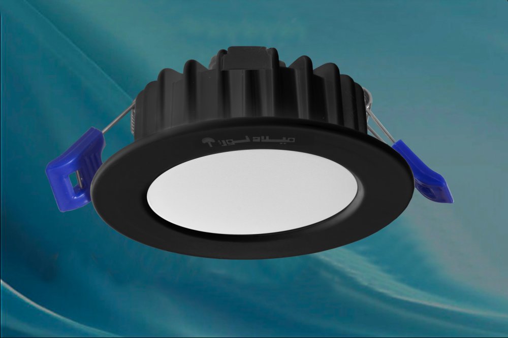 چراغ توکار مدل ماه نشان 12 وات ال ای دی LED بدنه آلومینیومی مشکی برق مستقیم با ماژول سوئیچینگ آی پی 52 - IP52  . . کلوین 6500