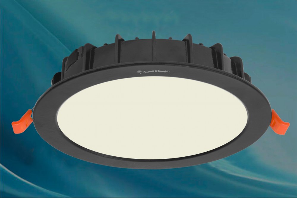 چراغ توکار مدل ماه نشان 24 وات ال ای دی LED بدنه آلومینیومی مشکی برق مستقیم با ماژول سوئیچینگ آی پی 52 - IP52  . . کلوین 5000