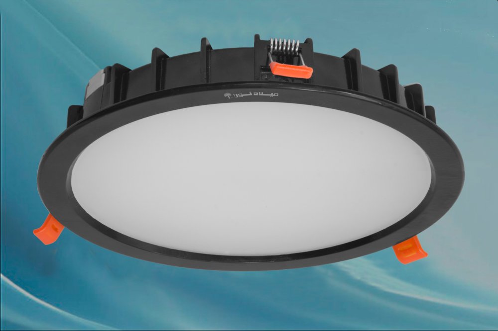 چراغ توکار مدل ماه نشان 35 وات ال ای دی LED بدنه آلومینیومی مشکی برق مستقیم ماژول سوئیچینگ آی پی 52 - IP52  . . کلوین 6500