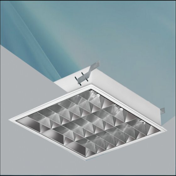 چراغ مدل تابان ال ای دی LED برای3 لامپ 18-14 وات سوکتی ابعاد 50*50 شبکه کامل آنودایز کششی یک پارچه بدون لامپ